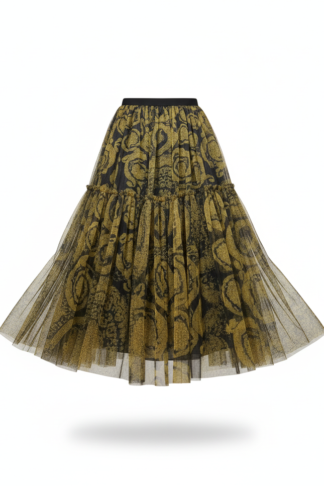 Jupe Longue Tulle Ornée Fluide