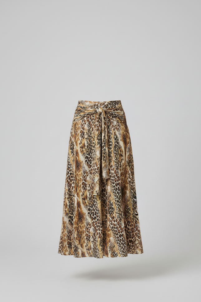 Jupe Longue Imprimé Léopard Fluide