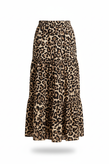 Jupe Longue Leopard Kaki