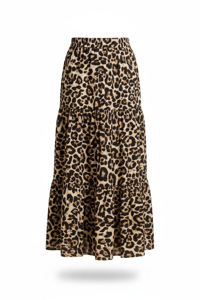 Jupe Longue Leopard Kaki