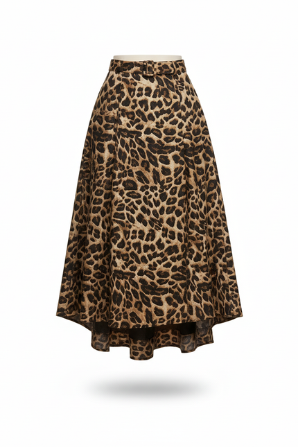 Jupe Longue Imprimé Léopard Asymétrique Chic