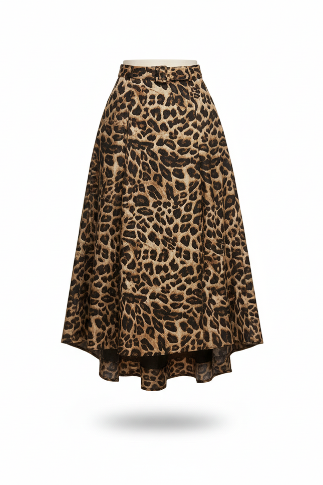 Jupe Longue Imprimé Léopard Asymétrique Chic