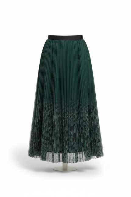 Jupe Longue Plissée Vert Sapin