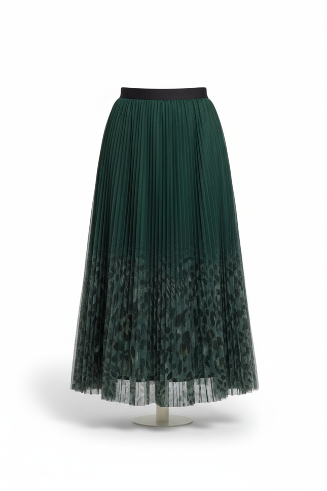 Jupe Longue Plissée Vert Sapin