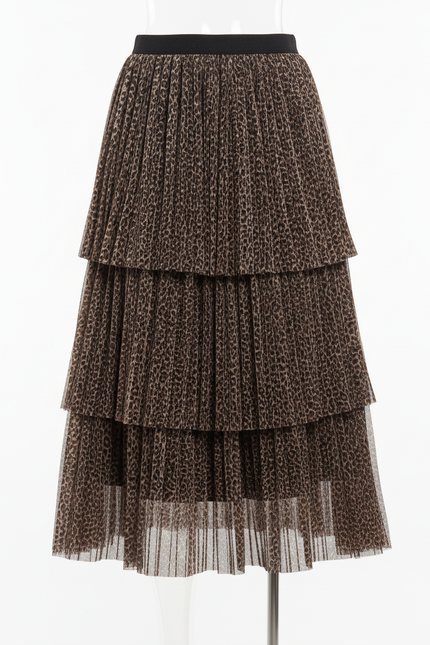 Jupe Longue Leopard Plissée Chic