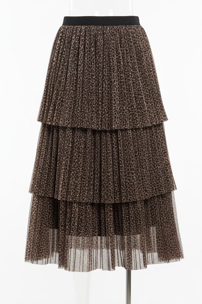 Jupe Longue Leopard Plissée Chic