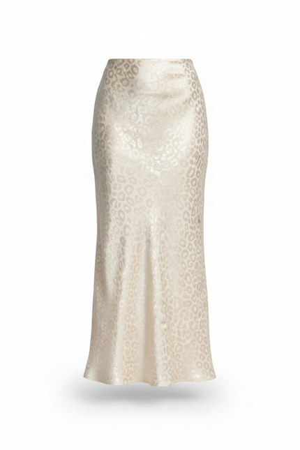 Jupe Longue Crème Léopard Élégante