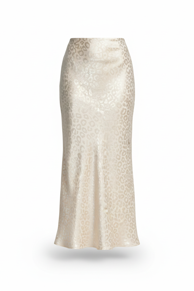 Jupe Longue Crème Léopard Élégante