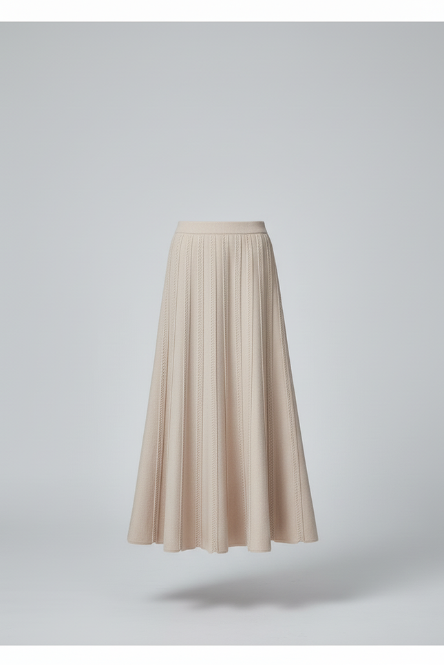 Jupe Longue En Maille Côtelée