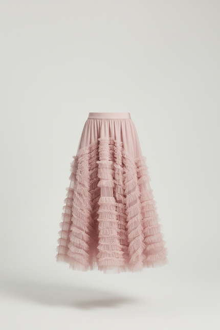 Jupe Longue Tulle Rose Pale