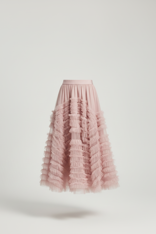 Jupe Longue Tulle Rose Pale