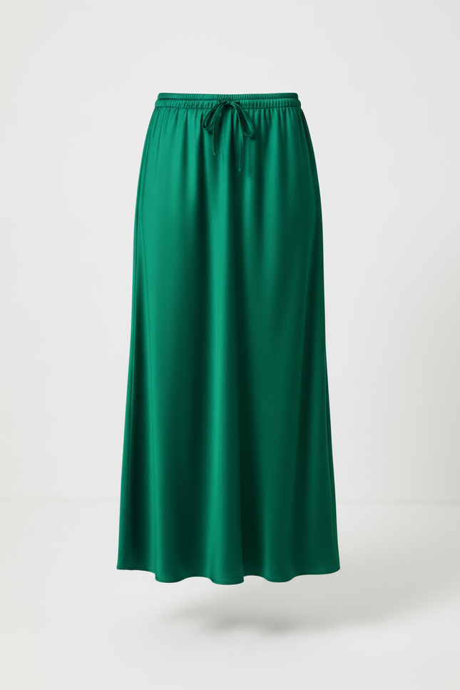 Jupe Longue Satin Vert