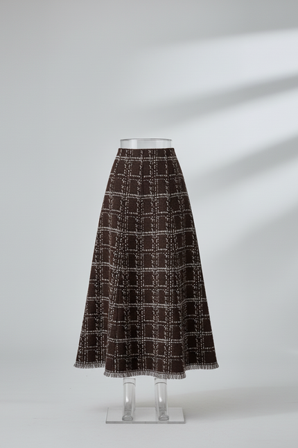 Jupe Longue Maille Carreaux Chic