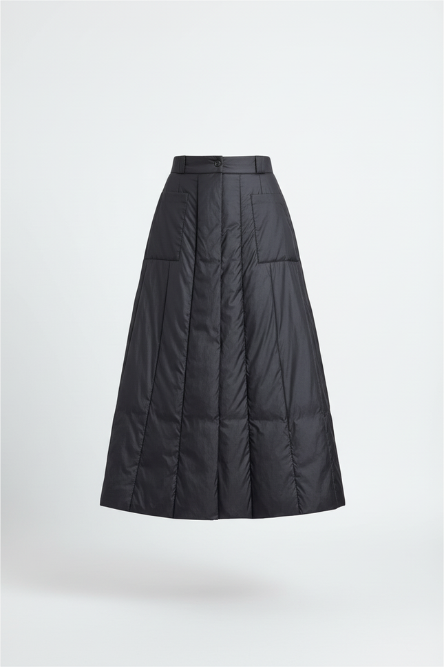 Jupe Longue Noire Matelassée Chic