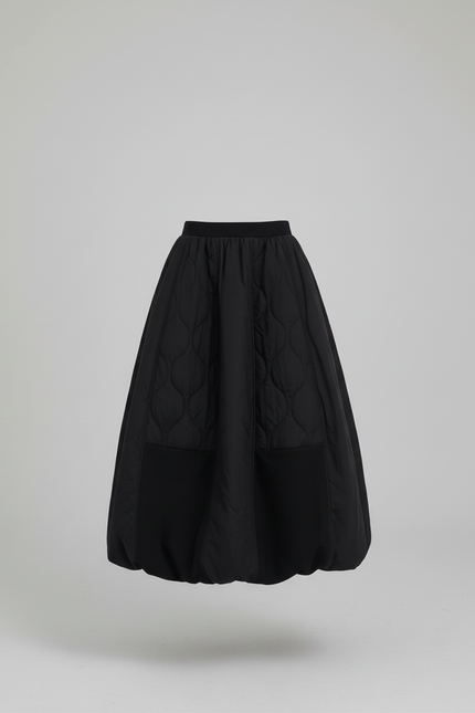 Jupe Longue Noire Matelassée Oversize