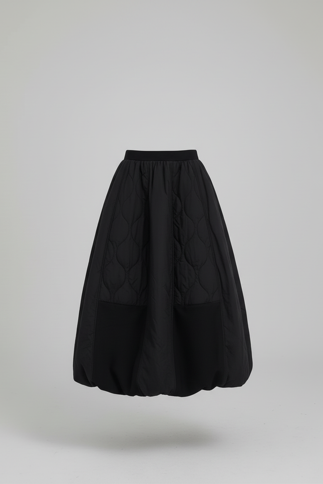 Jupe Longue Noire Matelassée Oversize