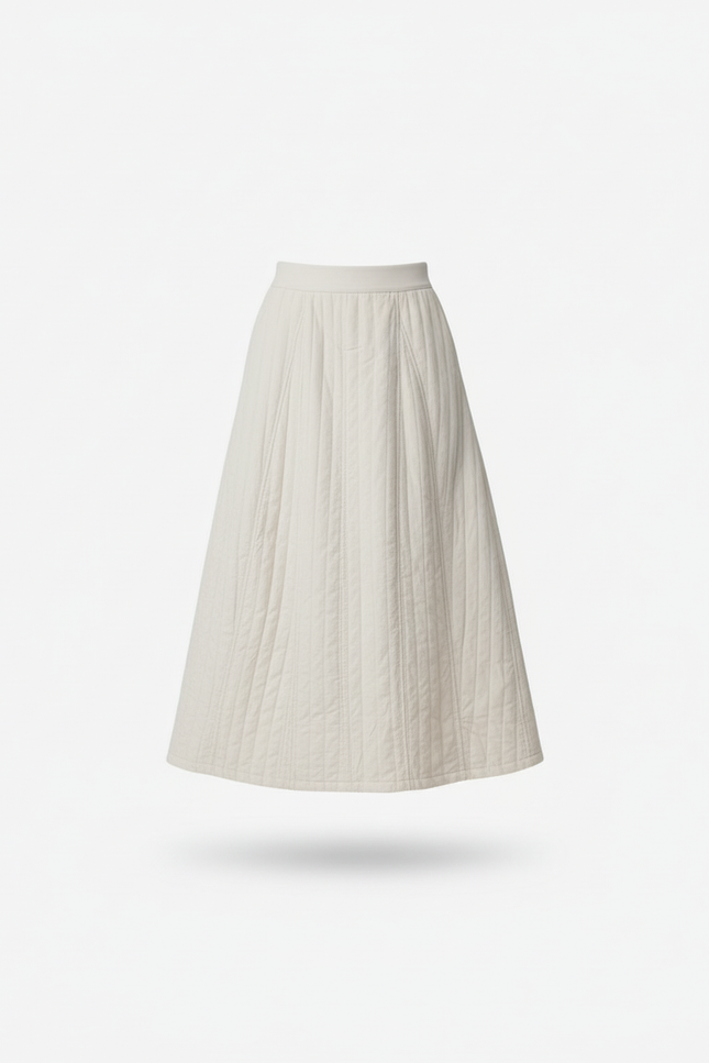 Jupe Longue Écru Matelassée Chic