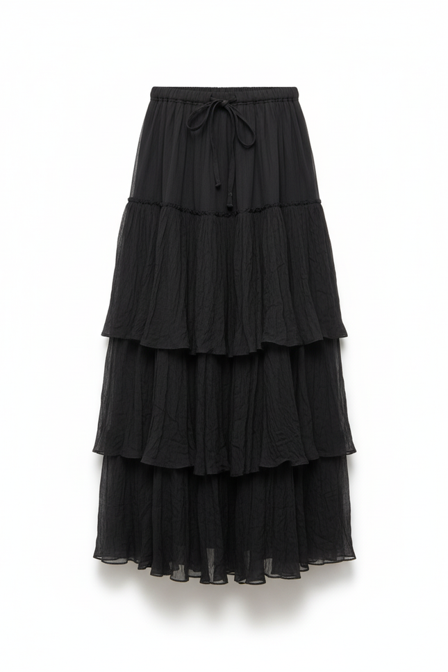 Jupe Longue Marron Maille Chic Femme