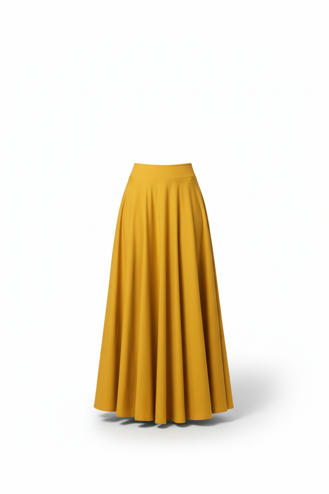 Jupe Longue Évasée Ocre Chic