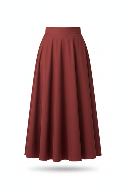 Jupe Longue Bordeaux Évasée Élégante