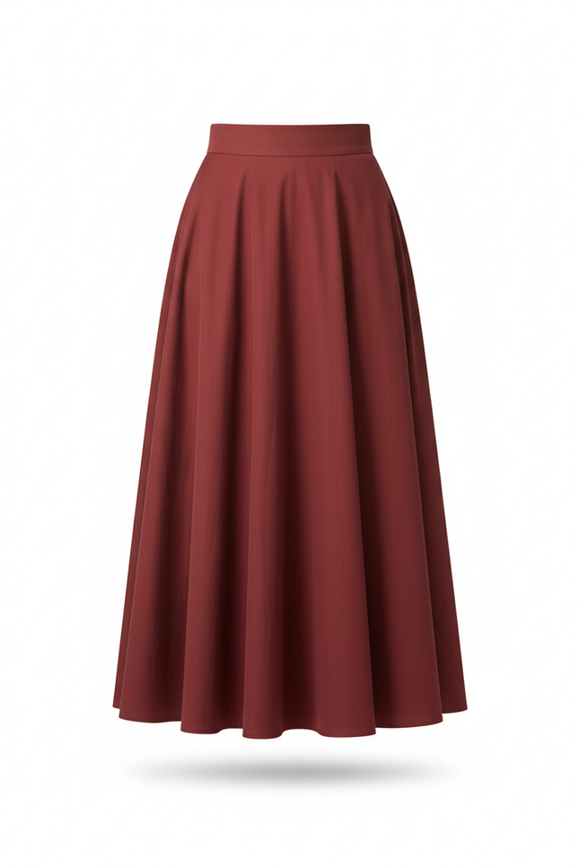 Jupe Longue Bordeaux Évasée Élégante