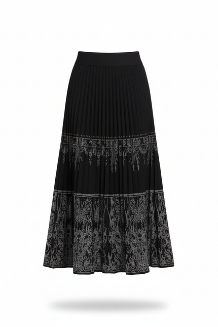 Jupe Longue Plissée Noire Chic