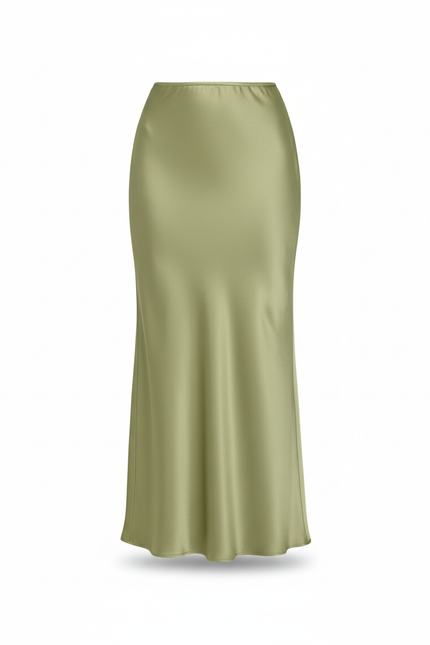 Jupe Longue Satinée Verte Fluide