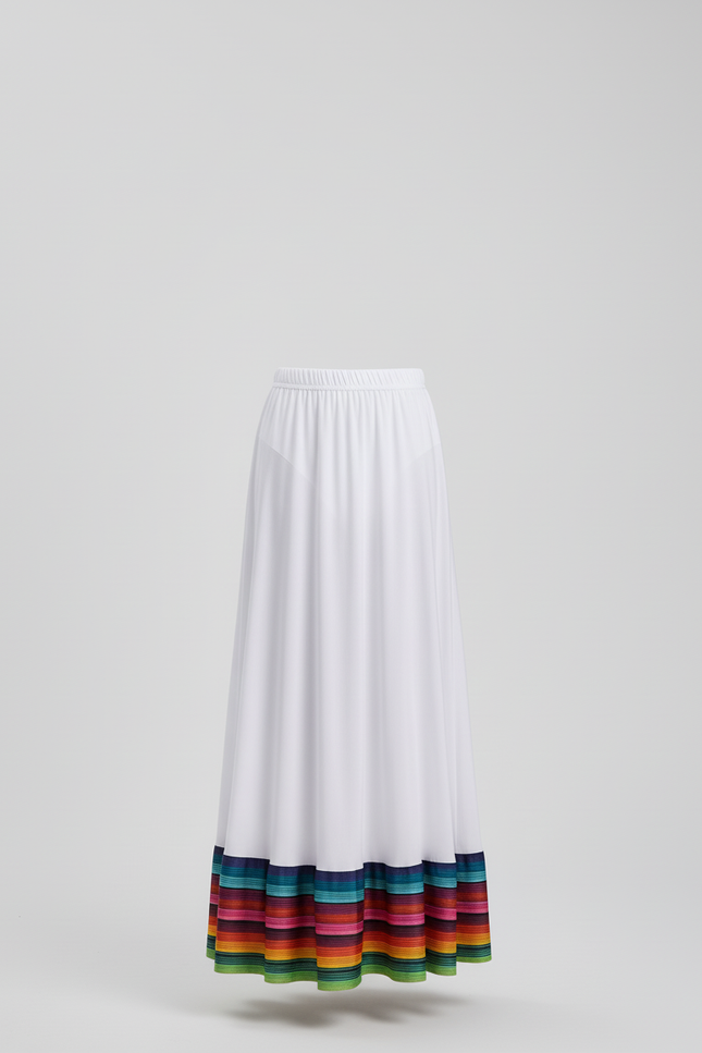 Jupe Longue Fluide Blanche Arc-En-Ciel