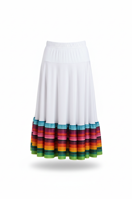 Jupe Longue Blanche Multicolore Fluide