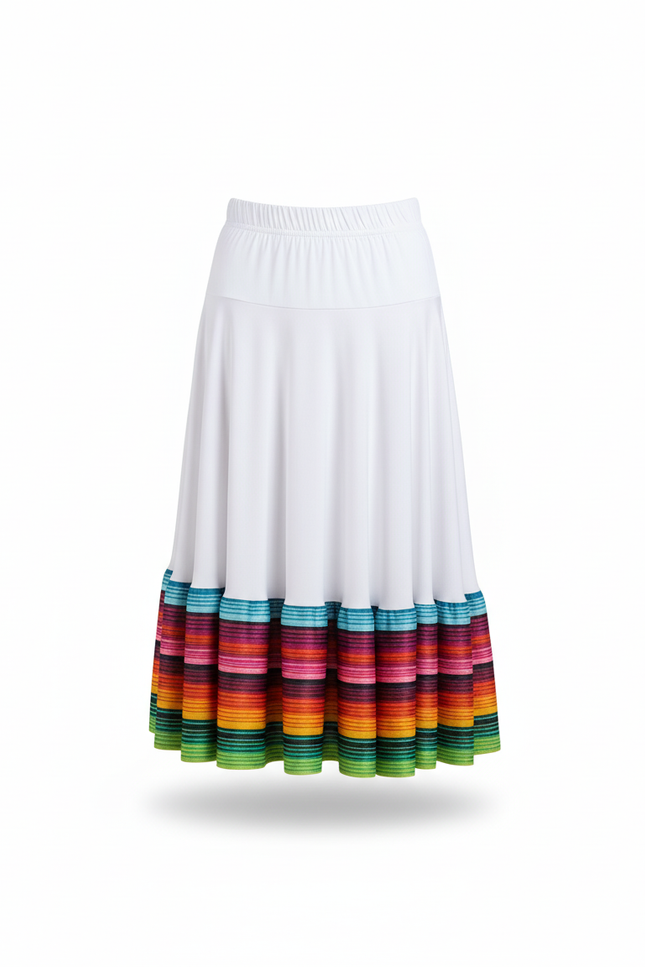 Jupe Longue Blanche Multicolore Fluide