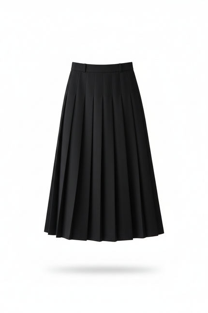 Jupe Longue Noire Plissée A-Line