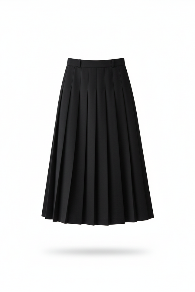 Jupe Longue Noire Plissée A-Line