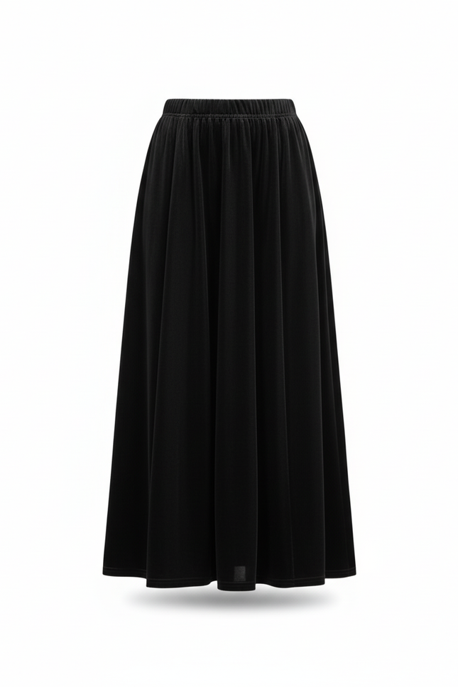 Jupe Longue Velours Noir Élégante