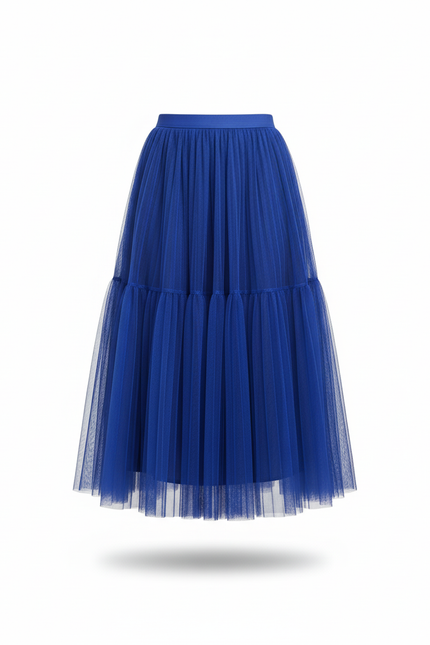 Jupe Longue Plissée Bleu Roi