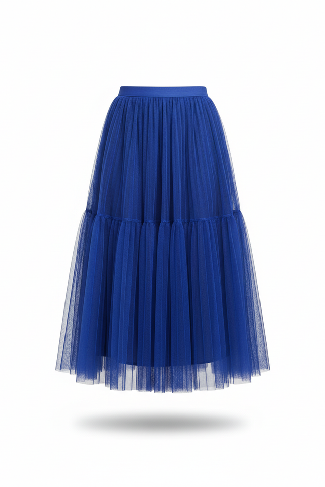 Jupe Longue Plissée Bleu Roi
