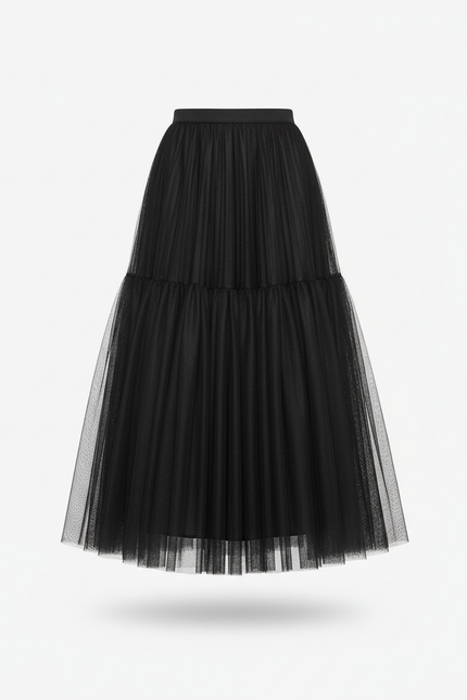 Jupe Longue Plissée Voile