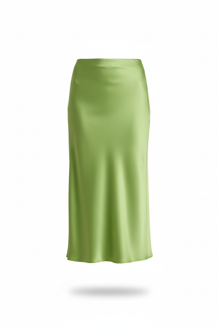 Jupe Longue Satin Verte Fluide