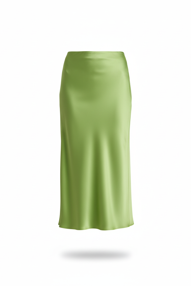 Jupe Longue Satin Verte Fluide