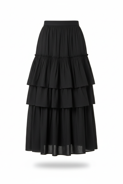 Jupe Longue Satin Beige Fluide