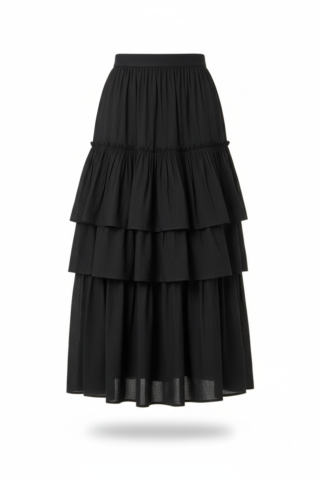 Jupe Longue Satin Beige Fluide