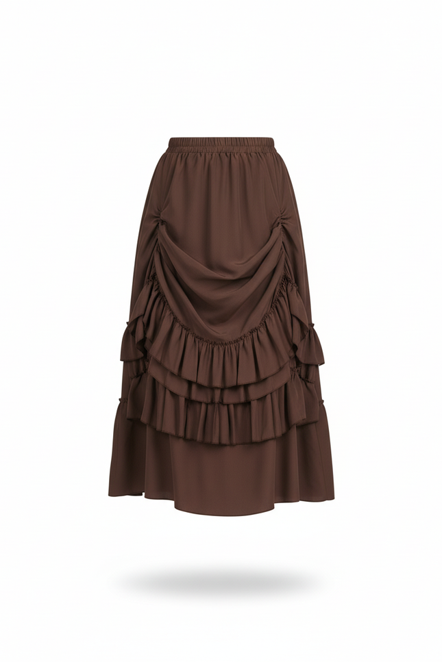 Jupe Longue Marron Volants Vintage