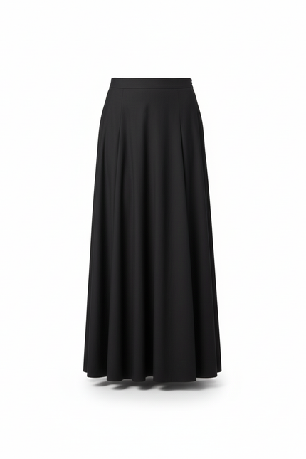 Jupe Longue Noire Fluide Élégante Mode