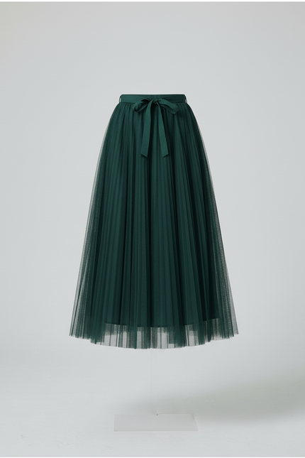 Jupe Longue Verte Plissée Chic