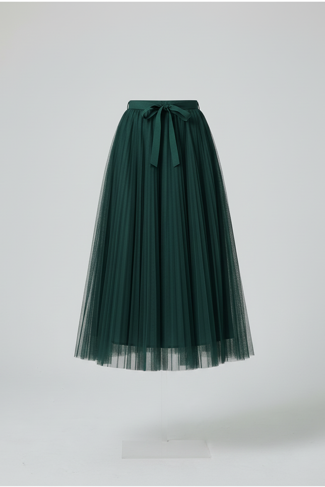 Jupe Longue Verte Plissée Chic