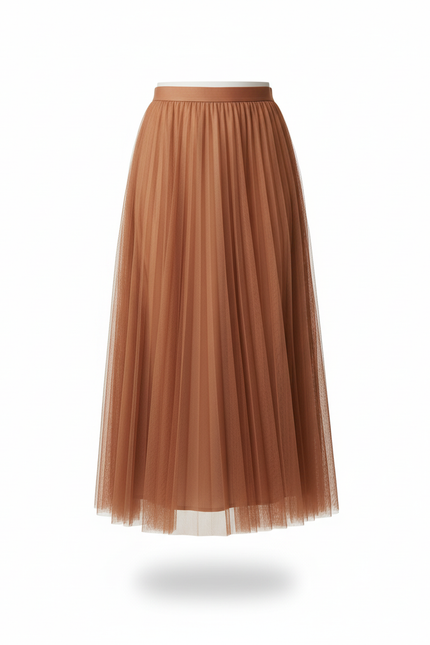 Jupe Longue Plissée Terracotta
