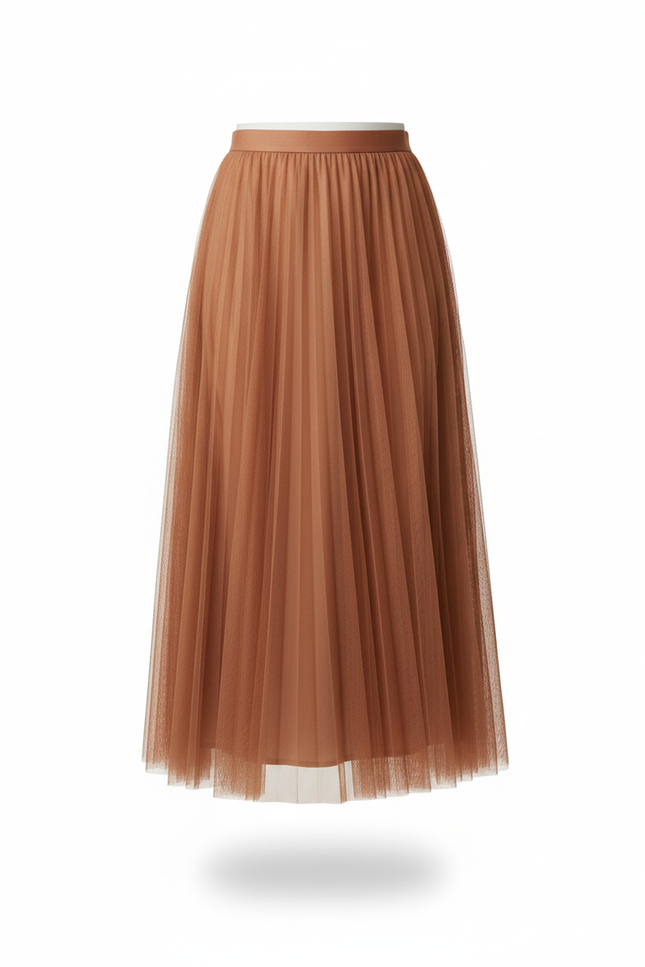 Jupe Longue Plissée Terracotta