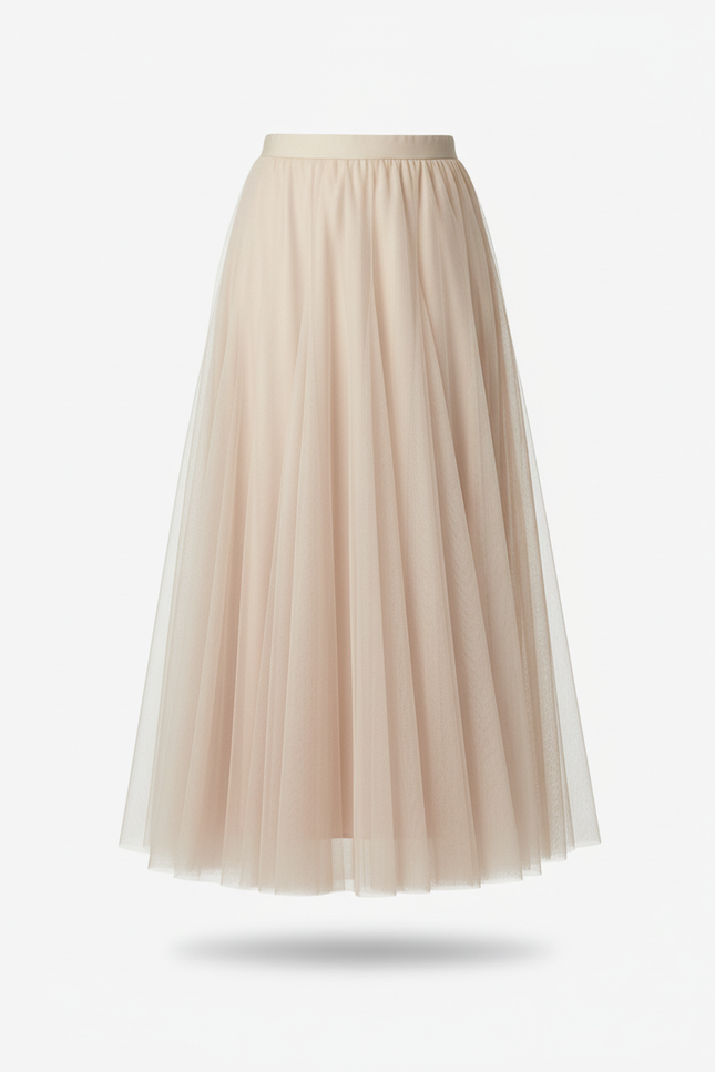 Jupe Longue Tulle Plissée Fluide