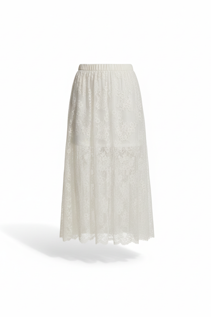 Jupe Longue Dentelle Beige
