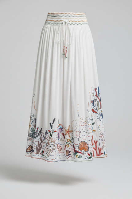 Jupe Longue Brodée Femme
