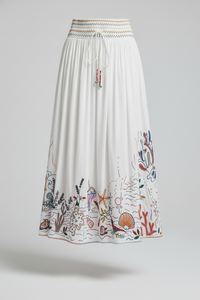 Jupe Longue Brodée Femme
